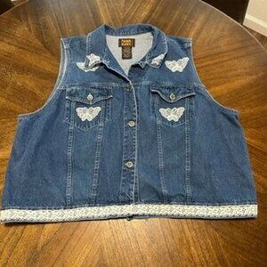 Vintage 90s Plus Size 24W Faded Glory Denim Vest Sleeveless Jean Jacket Biker La